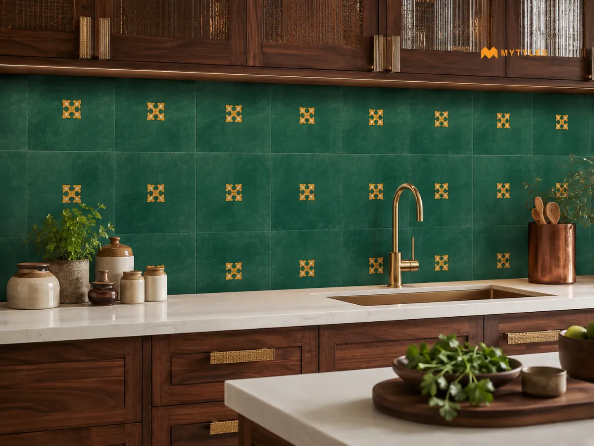 Green Moroccan Wall Tile in Kitchen